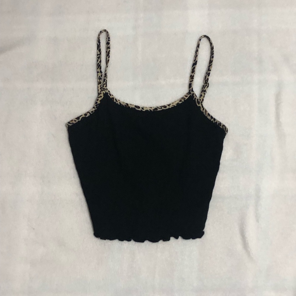 Leopard Print Black Cropped Tank Top